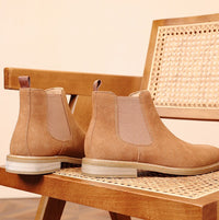 Suede Chelsea Boots, Cowhide – Men – Camel – pair