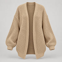 Chunky Knit Open Cardigan with Balloon Sleeves – Women – studio