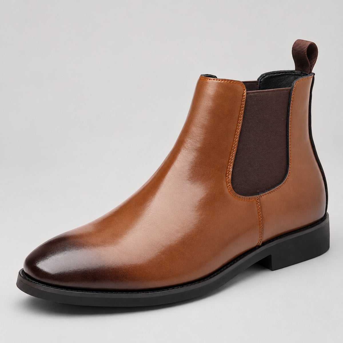Classic Chelsea Boots, Leather-Look, Fleece Option – Men – Tan – side