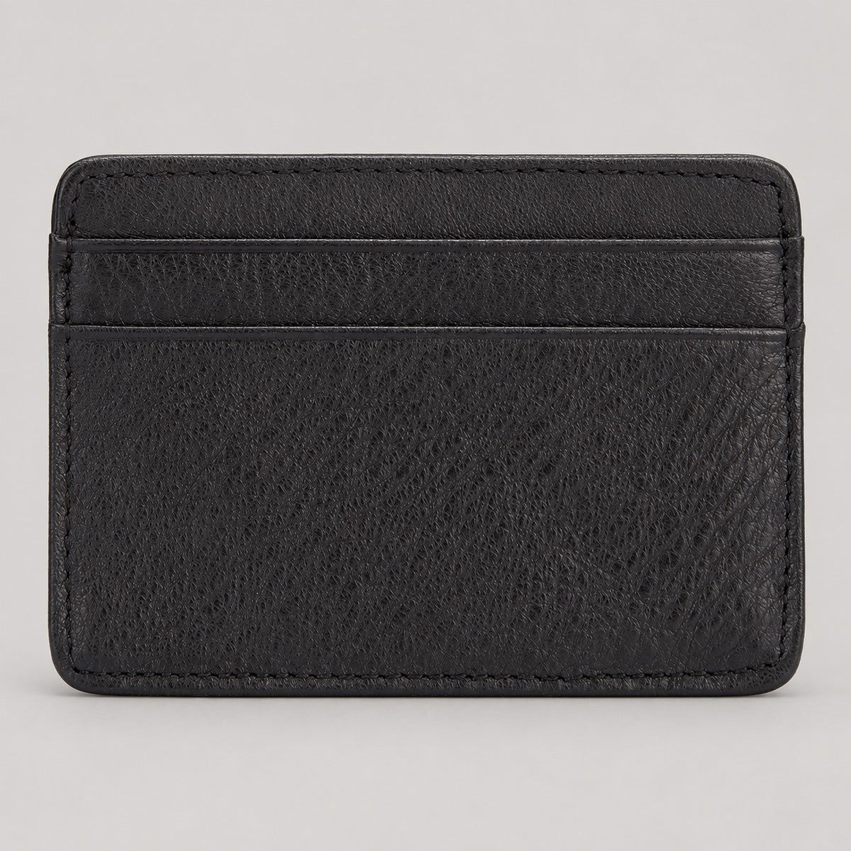 Cowhide Leather Card Holder, Slim – Men – Black – front