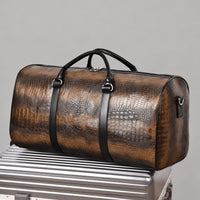 Croc-Embossed Leather-Look Holdall – Men – Tan – lifestyle