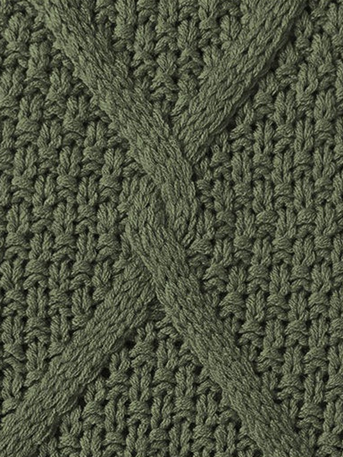 100% Acrylic Cropped Cable-Knit Sweater – Women – Olive – knit detail