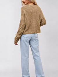 100% Acrylic Cropped Cable-Knit Sweater – Women – Camel – back