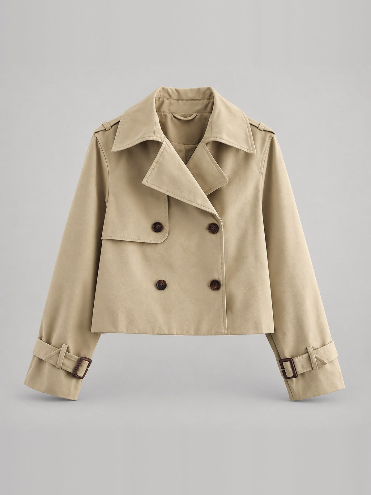 100% Polyester Cropped Trench Jacket – Women – studio