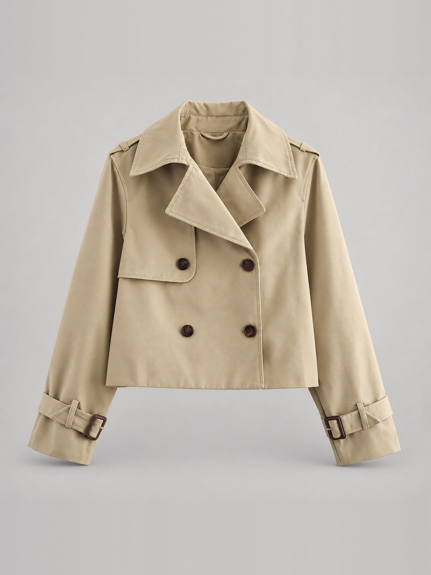 100% Polyester Cropped Trench Jacket – Women – studio