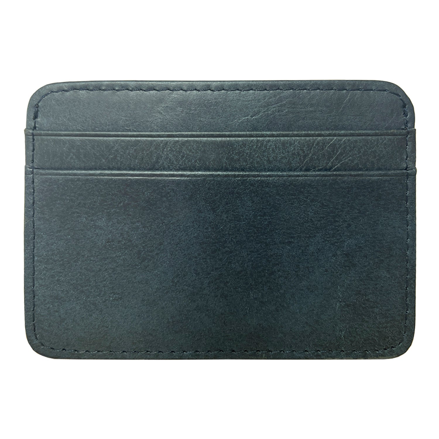 Cowhide Leather Card Holder, Slim – Men – Navy – front