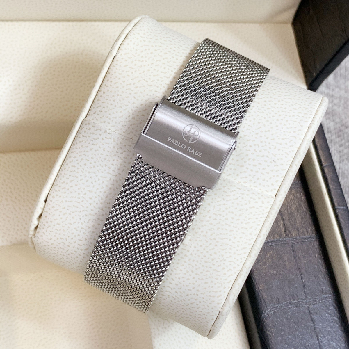 Roman Numeral Quartz Watch, Mesh or Leather – Men – Silver · White Dial · Steel Mesh – mesh clasp