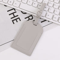 Leather-Look Luggage Tag, Privacy Flap – Men – Grey – front