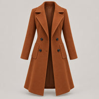30–50% Cotton Double-Breasted Long Coat – Women – studio