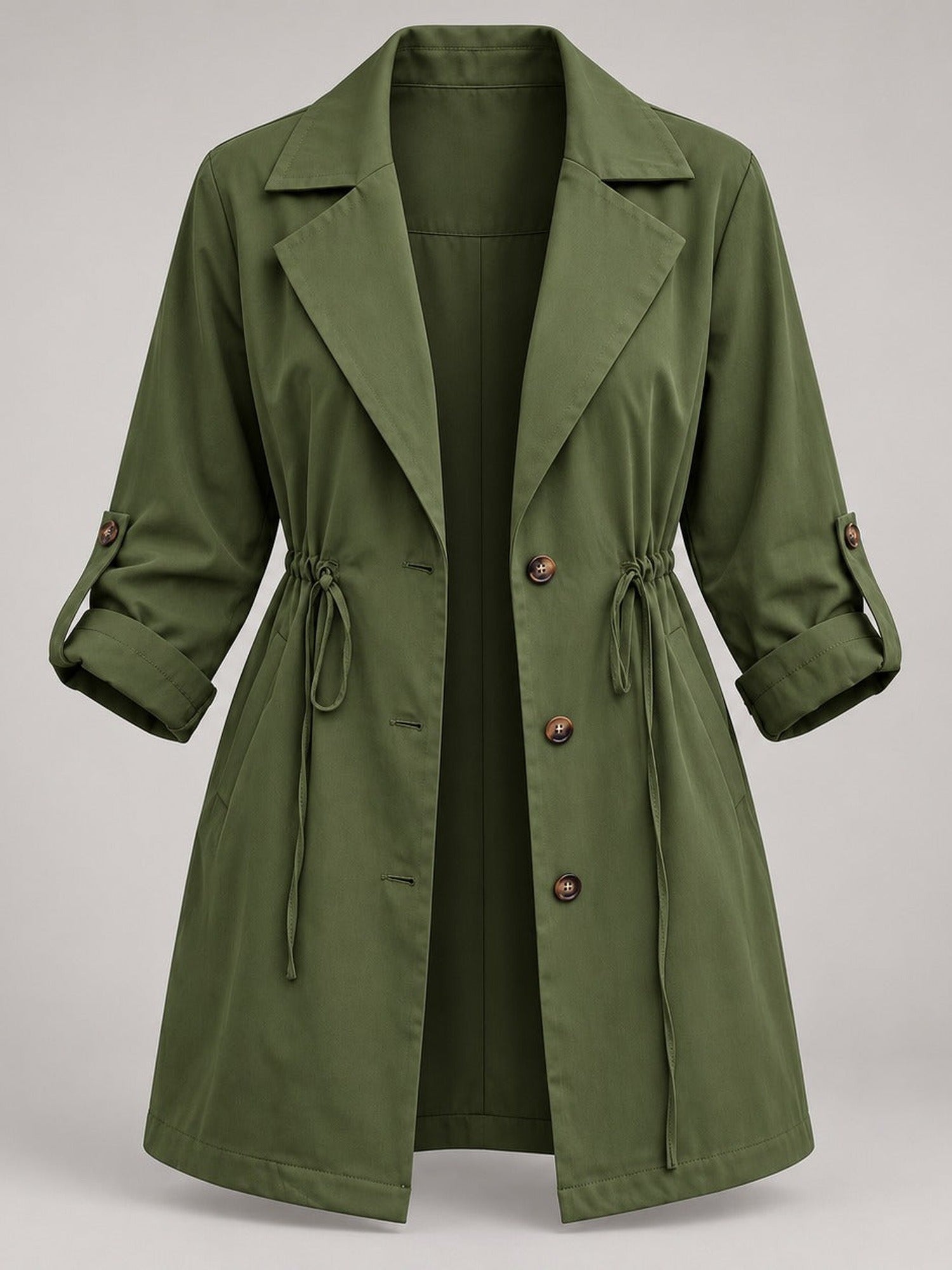 95% Polyester Drawstring Trench Jacket – Women – studio