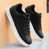 Leather-Look Cupsole Sneakers – Men – Black – pair