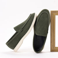 Suede-Look Moccasin Loafers – Men – Olive – pair