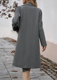 100% Polyester Long Notch-Lapel Coat – Women – Grey – back