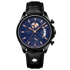 Black · Blue Dial · Black Leather