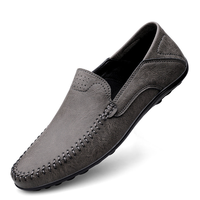 Leather-Look Driving Loafers – Men – Grey – side