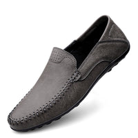 Leather-Look Driving Loafers – Men – Grey – side