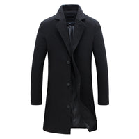 Long Single-Breasted Overcoat – Men – Black – front