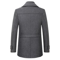 Wool-Blend Double-Collar Coat – Men – Grey – back