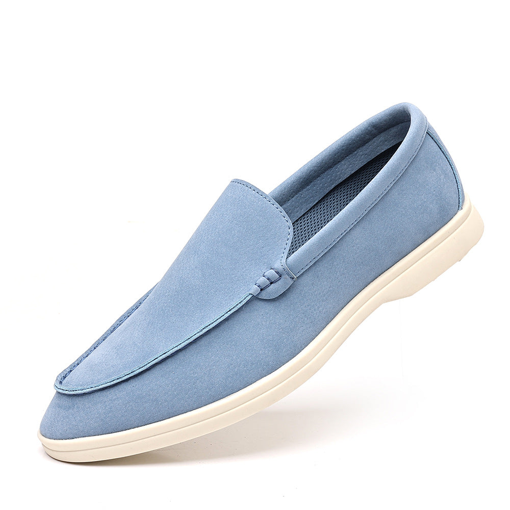 Suede-Look Moccasin Loafers – Men – Light Blue – side