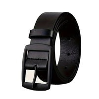 Leather-Look Pin Buckle Belt – Men – Black · Black Buckle – front