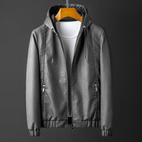 Hooded Leather-Look Jacket – Men – Grey – front