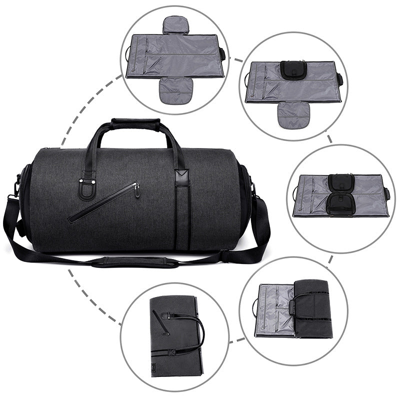 Garment Duffle Bag, Suit Carrier – Men – Charcoal – opened