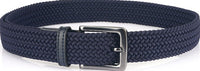 Braided Stretch Belt, Pin Buckle – Men – Navy – flat