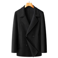 70% Wool Double-Faced Double-Breasted Coat – Men – Black – front