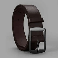 Leather-Look Pin Buckle Belt – Men – Brown · Gunmetal Buckle – front