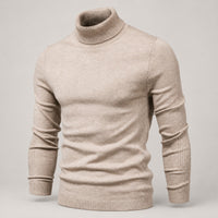 Fine-Knit Roll-Neck Sweater – Men – Beige – front