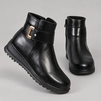 Fleece-Lined Faux-Leather Ankle Boots – Women – studio
