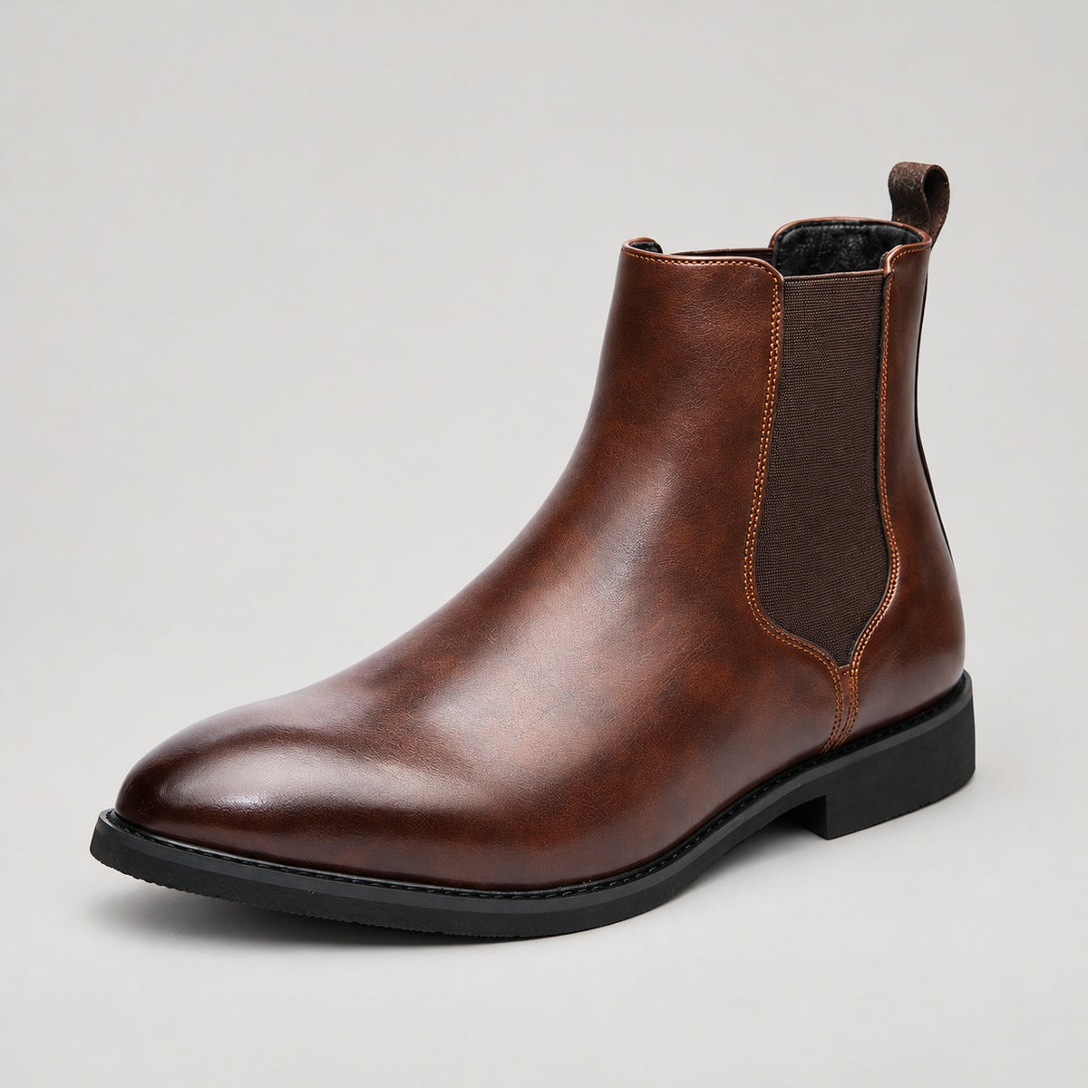 Fleece-Lined Chelsea Boots, Leather-Look – Men – Brown – side