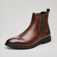 Fleece-Lined Chelsea Boots, Leather-Look – Men – Brown – side
