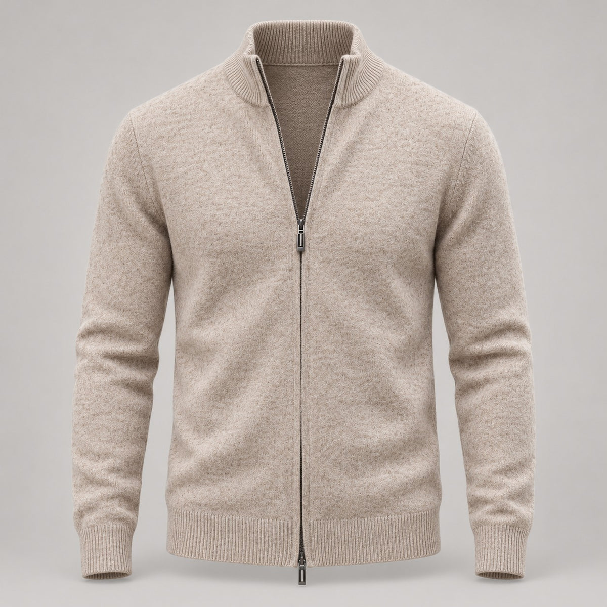 Full-Zip Knit Cardigan, Stand Collar – Men – studio