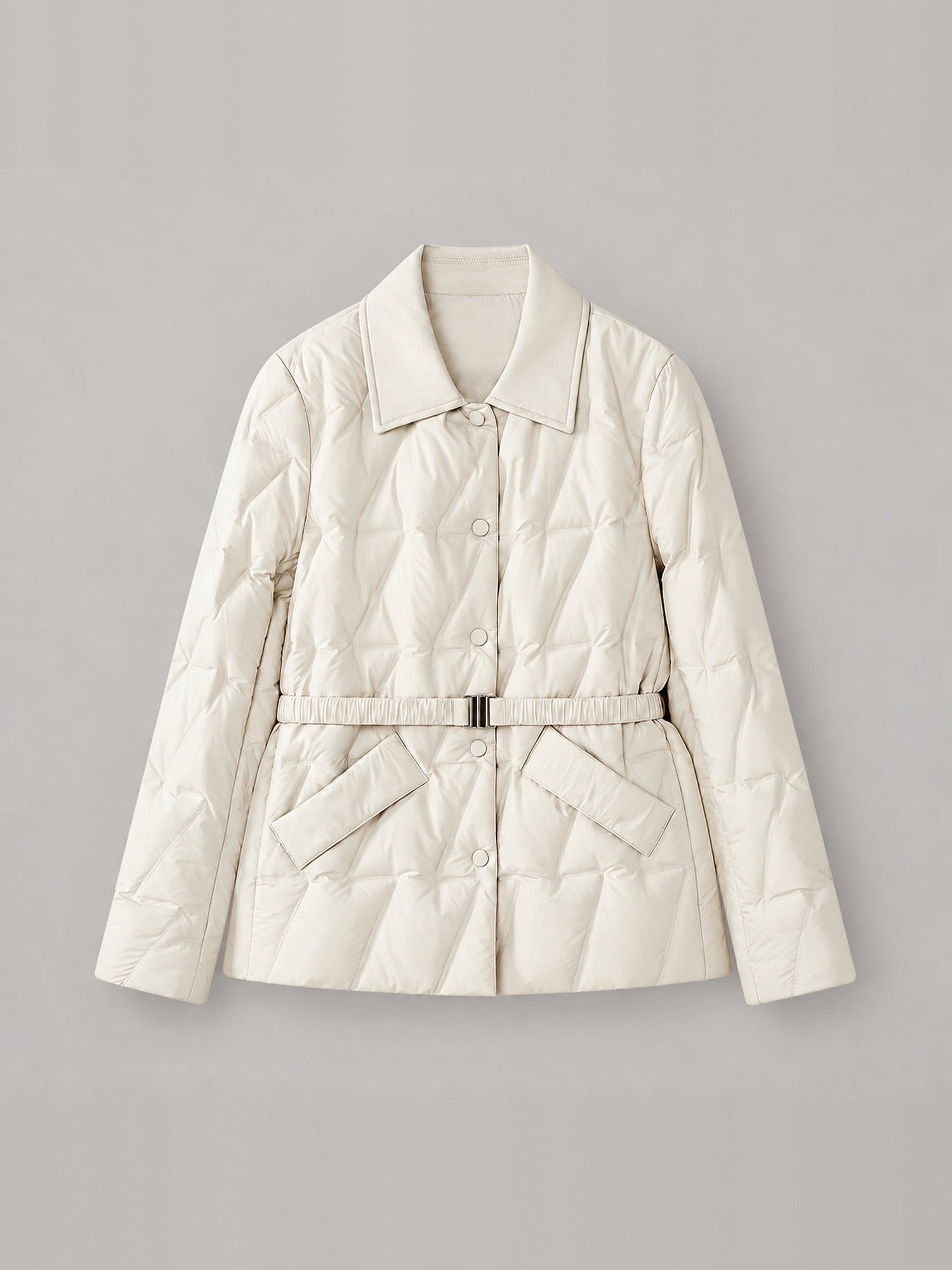 85% Goose Down Belted Shirt-Collar Jacket – Women – studio