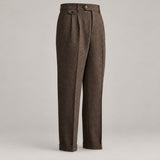 Herringbone Pleated Trousers, High Waist – Men
