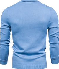 Fine-Knit Roll-Neck Sweater – Men – Light Blue – back