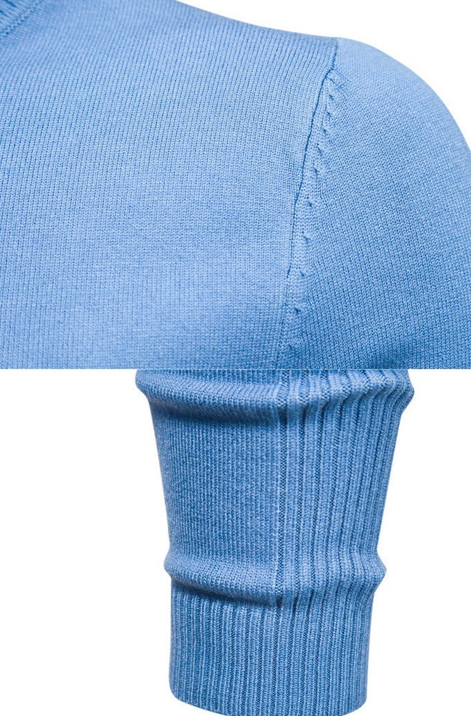 Fine-Knit Roll-Neck Sweater – Men – Light Blue – cuff detail