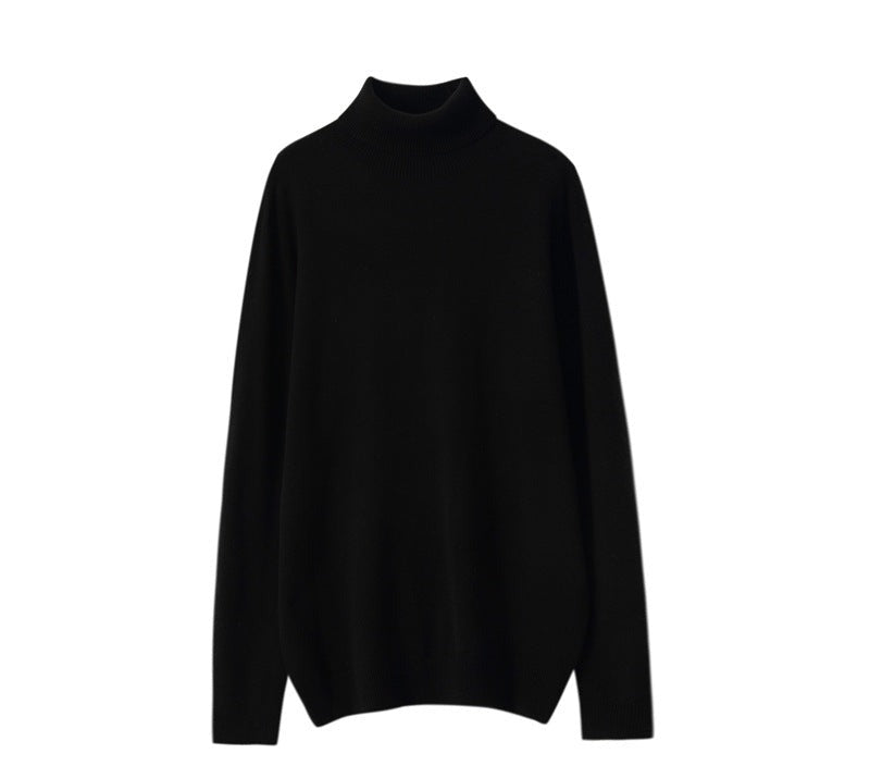 Wool Roll-Neck Sweater – Men – Black – front