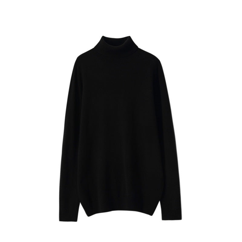 Charcoal Wool — Old Money Winter Look – black wool roll-neck