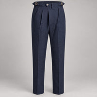 High-Waist Gurkha Trousers, Side Adjusters – Men – Navy – waist