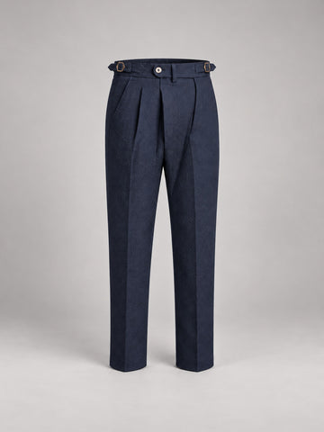 High-Waist Gurkha Trousers, Side Adjusters – Men – Navy – waist
