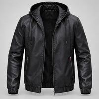 Hooded Leather-Look Jacket – Men – studio