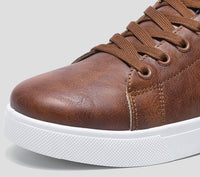 Leather-Look Cupsole Sneakers – Men – Brown – toe detail