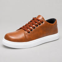 Leather-Look Low-Top Sneakers – Men – Brown – side