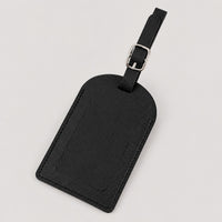 Leather-Look Luggage Tag, Privacy Flap – Men – Black – front