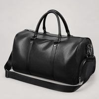 Leather-Look Weekender Bag with Shoe Pocket – Men – Black – front