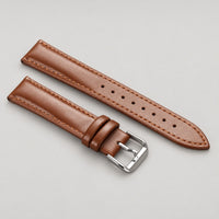 Leather Watch Strap, Pin Buckle, 18–22 mm – Men – Tan – detail