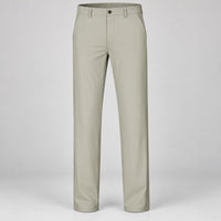 Lightweight Stretch Straight Trousers – Men – Stone – worn, full length