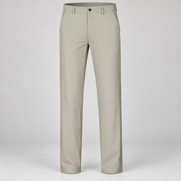 Lightweight Stretch Straight Trousers – Men – Stone – worn, full length